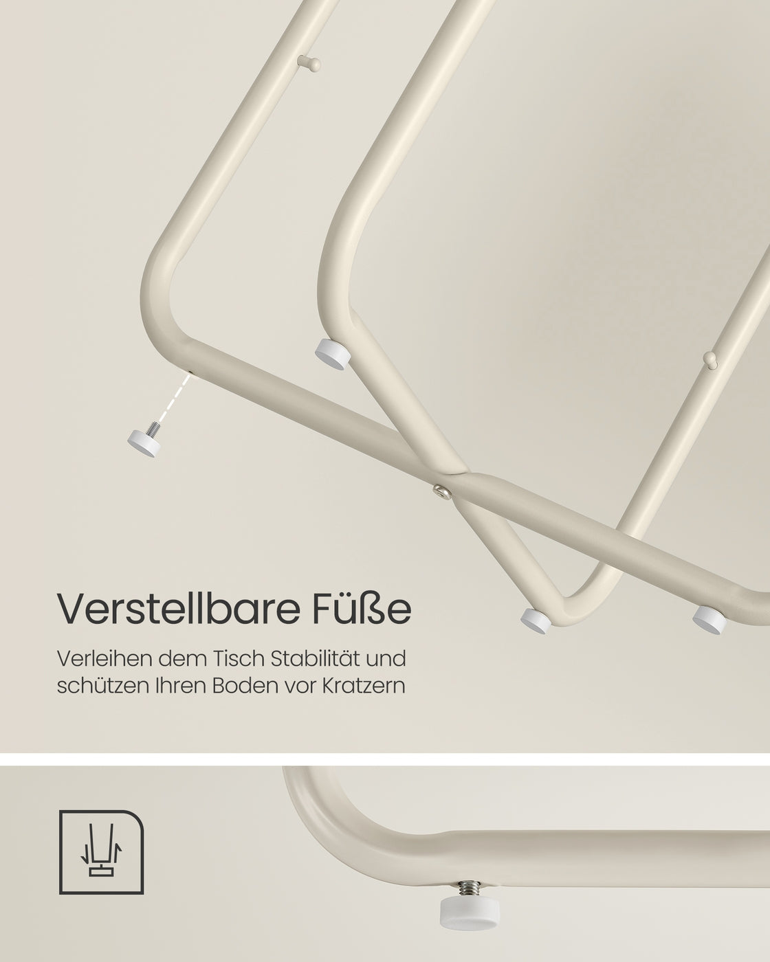 Beistelltisch rund mit Korb aus Stoff