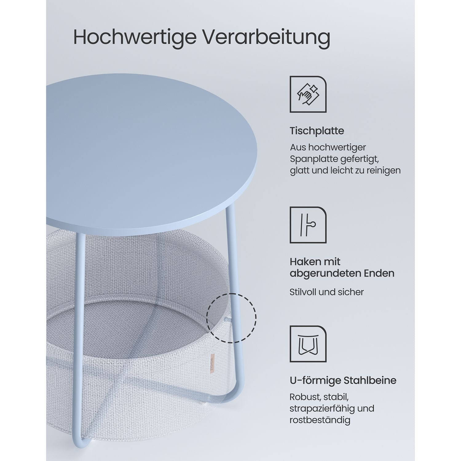 Beistelltisch rund puderblau-Pastellblau