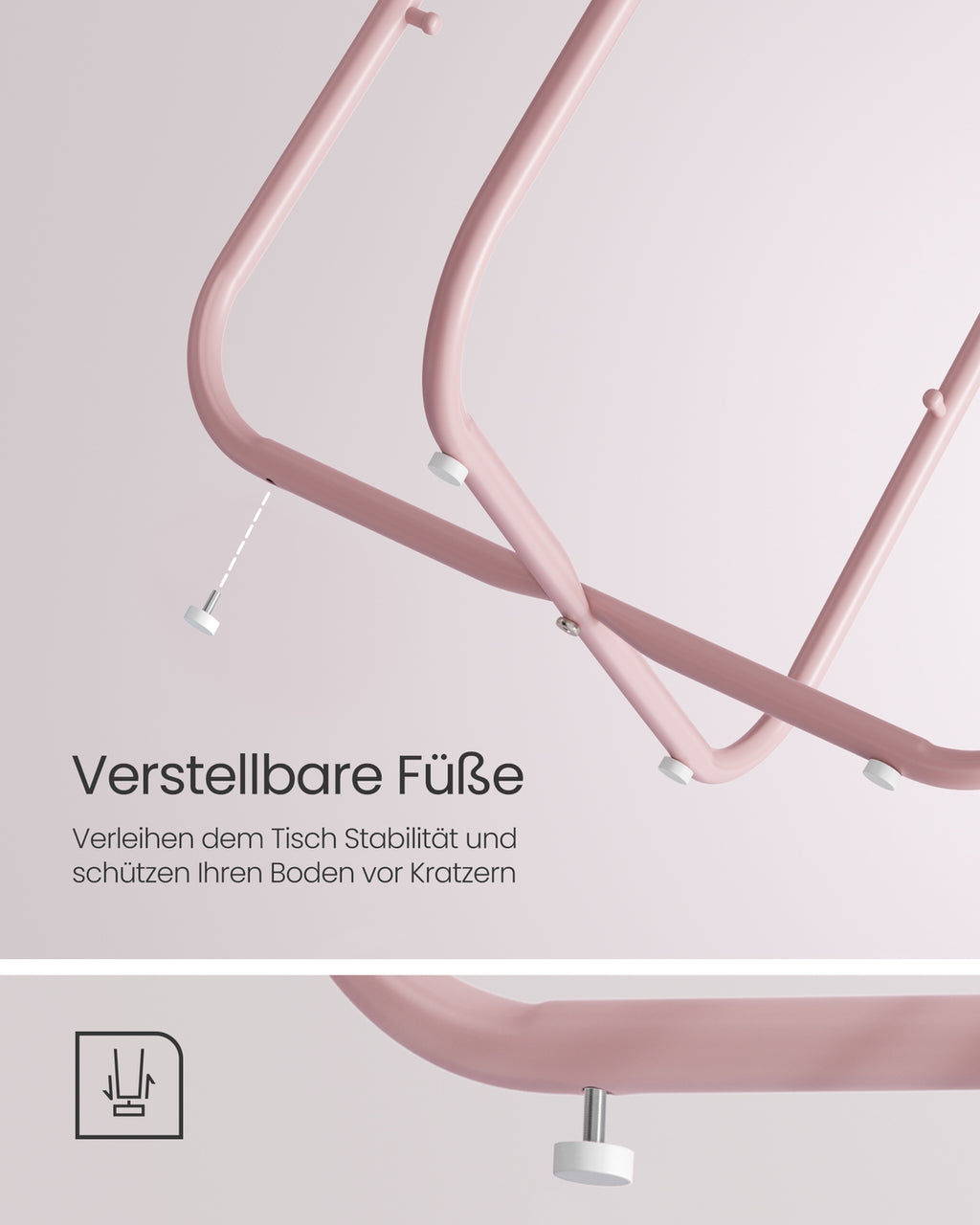 Runder Beistelltisch mit Korb aus Stoff pastellrosa-wolkenweiß