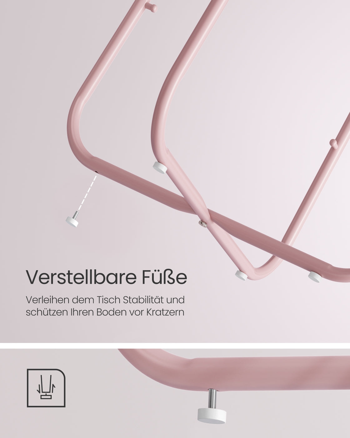 Runder Beistelltisch mit Korb aus Stoff pastellrosa-wolkenweiß