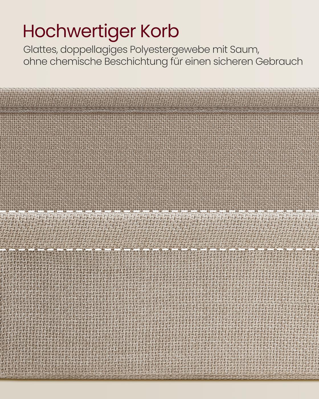 Beistelltisch quadratisch mit Korb aus Stoff