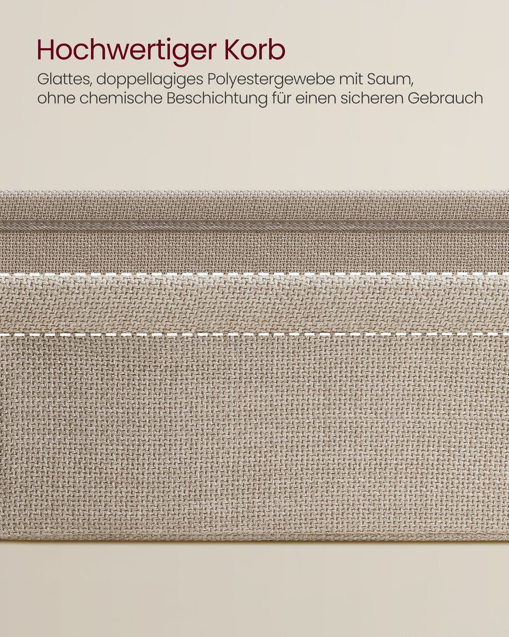 Beistelltisch eckig mit Korb aus Stoff