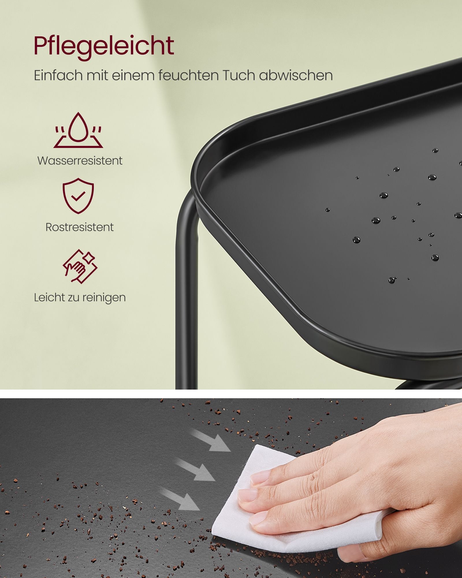 Beistelltisch mit 2 Ebenen modern tintenschwarz