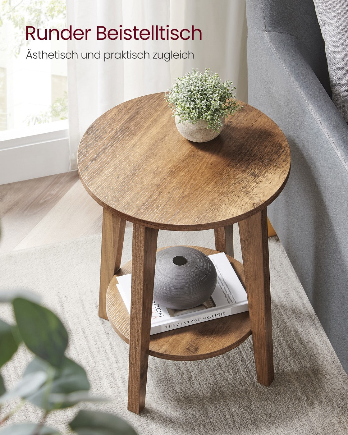 Beistelltisch mit unterer Ablage in modernem Stil