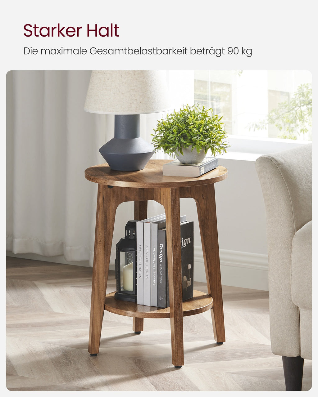 Beistelltisch mit unterer Ablage in modernem Stil