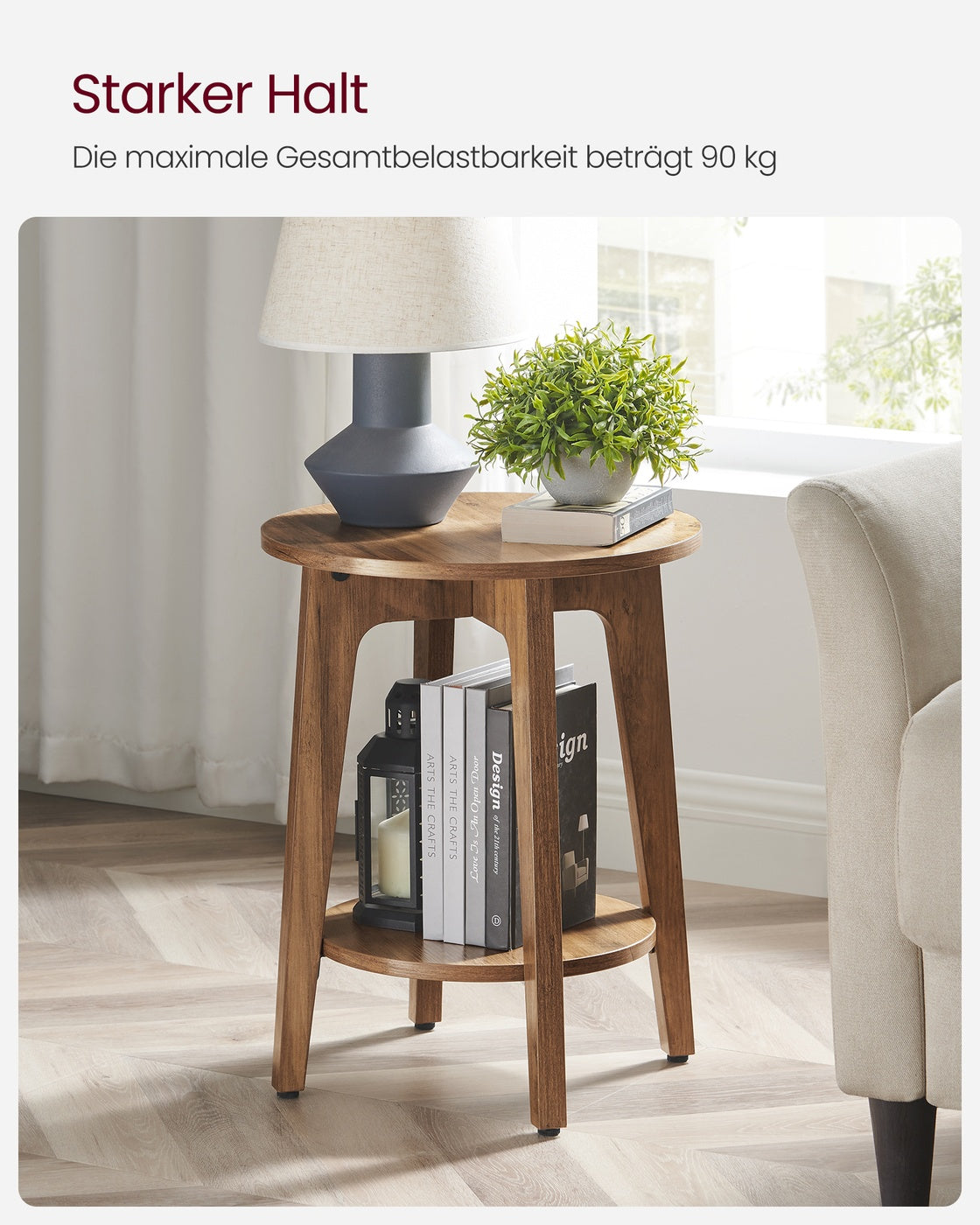 Beistelltisch mit unterer Ablage in modernem Stil