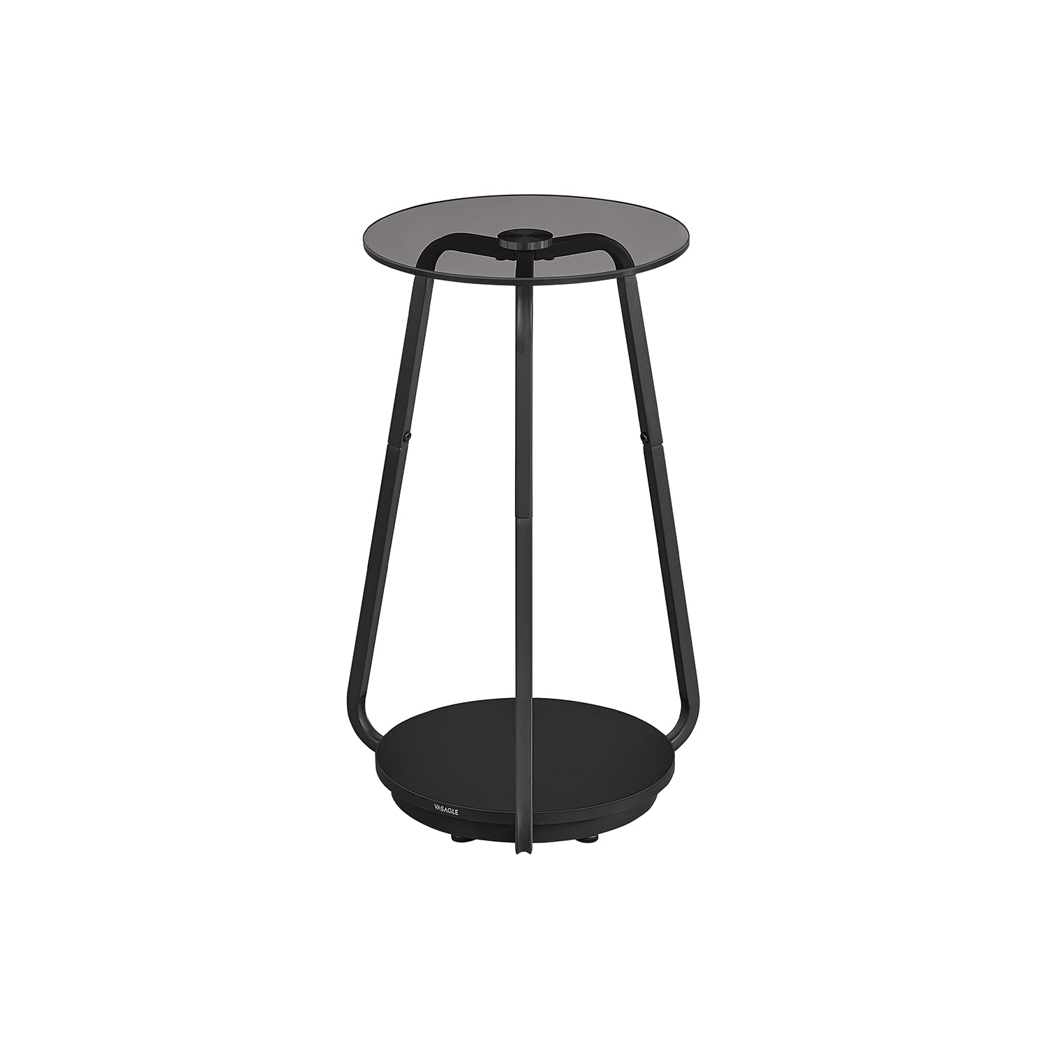 Beistelltisch mit 2 Ebenen und Glasplatte schiefergrau