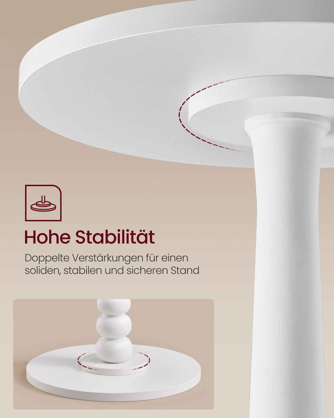 Mariel Kollektion - Runder Beistelltisch im Mid-Century Modern Stil wolkenweiß