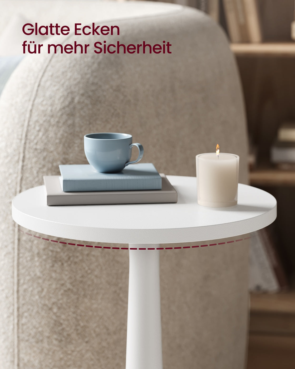 Mariel Kollektion - Runder Beistelltisch im Mid-Century Modern Stil wolkenweiß
