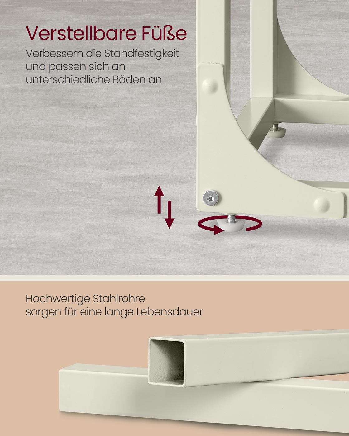 Beistelltisch in C Form mit stabilem Metallgestell
