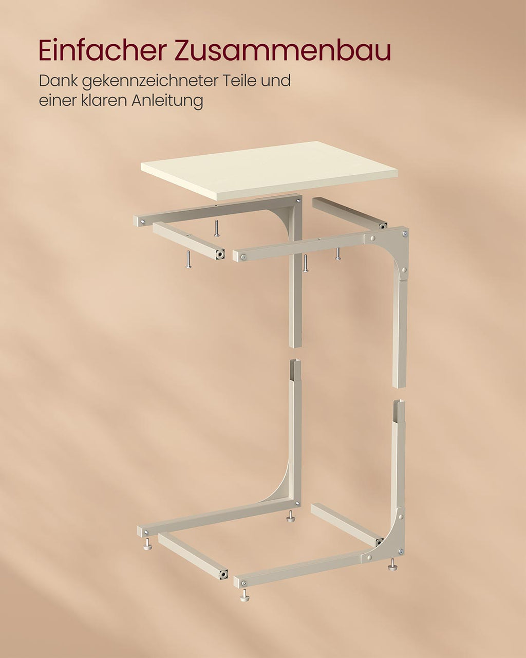 Beistelltisch in C Form mit stabilem Metallgestell