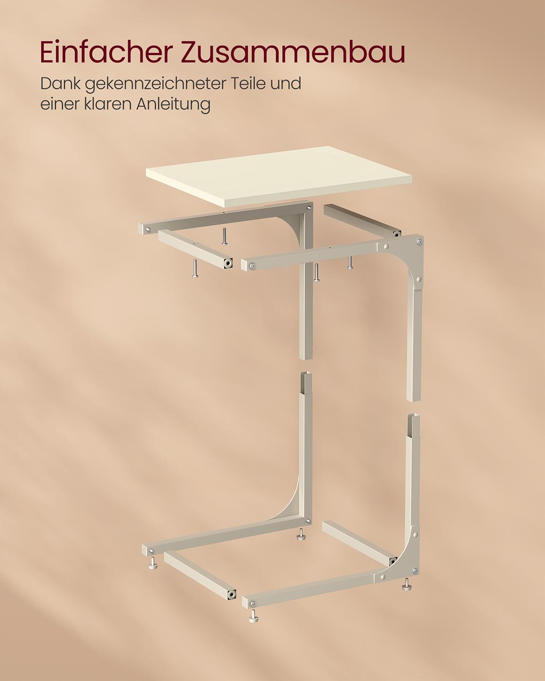 Beistelltisch in C Form mit stabilem Metallgestell
