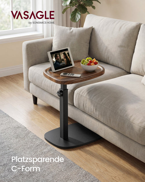 "Beistelltisch Sofatisch C-Form höhenverstellbar 30 × 40 × 69 cm walnussfarben-tintenschwarz  "