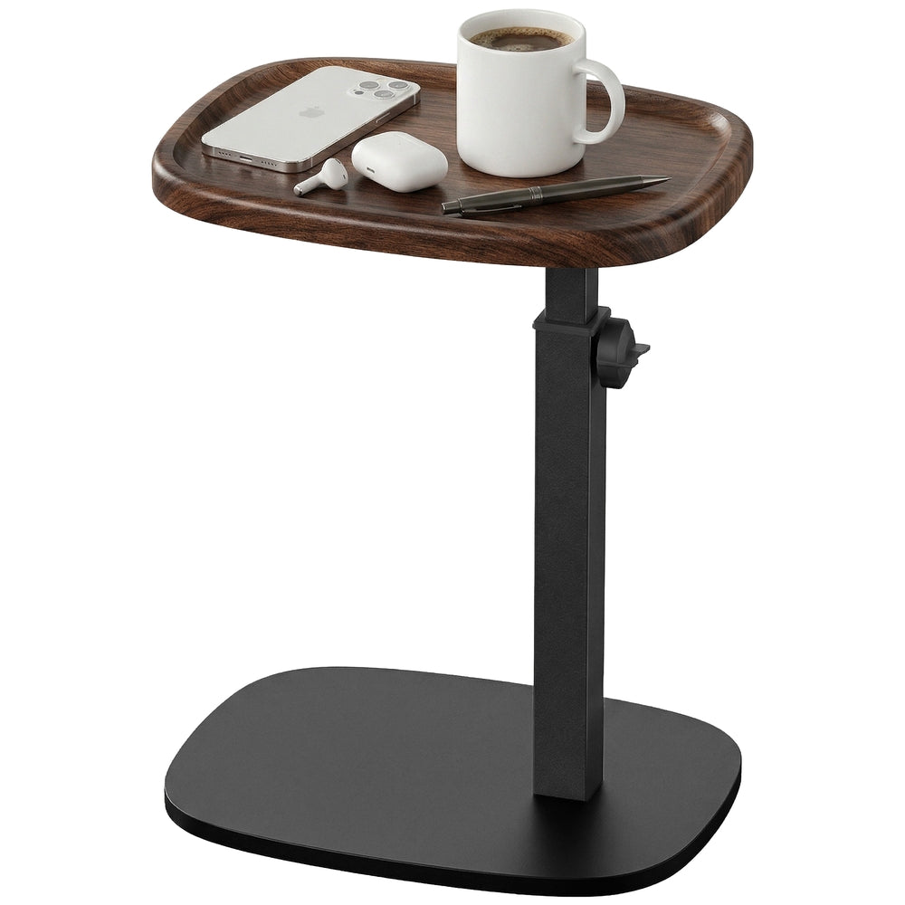 Sofatisch höhenverstellbar, C-Form Beistelltisch, Couchtisch für Wohnzimmer