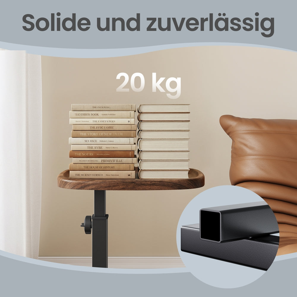 Sofatisch höhenverstellbar, C-Form Beistelltisch, Couchtisch für Wohnzimmer