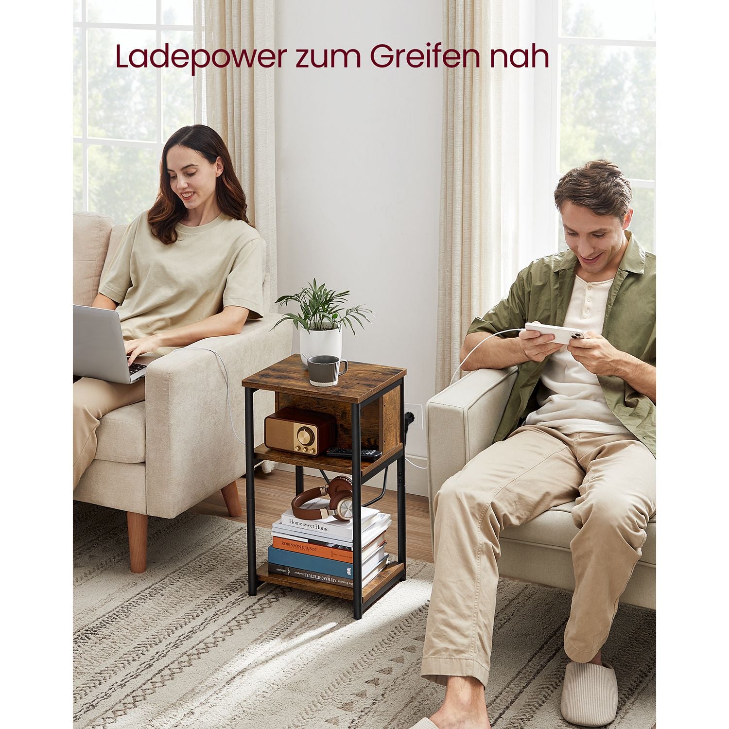 Nachttisch mit Steckdose