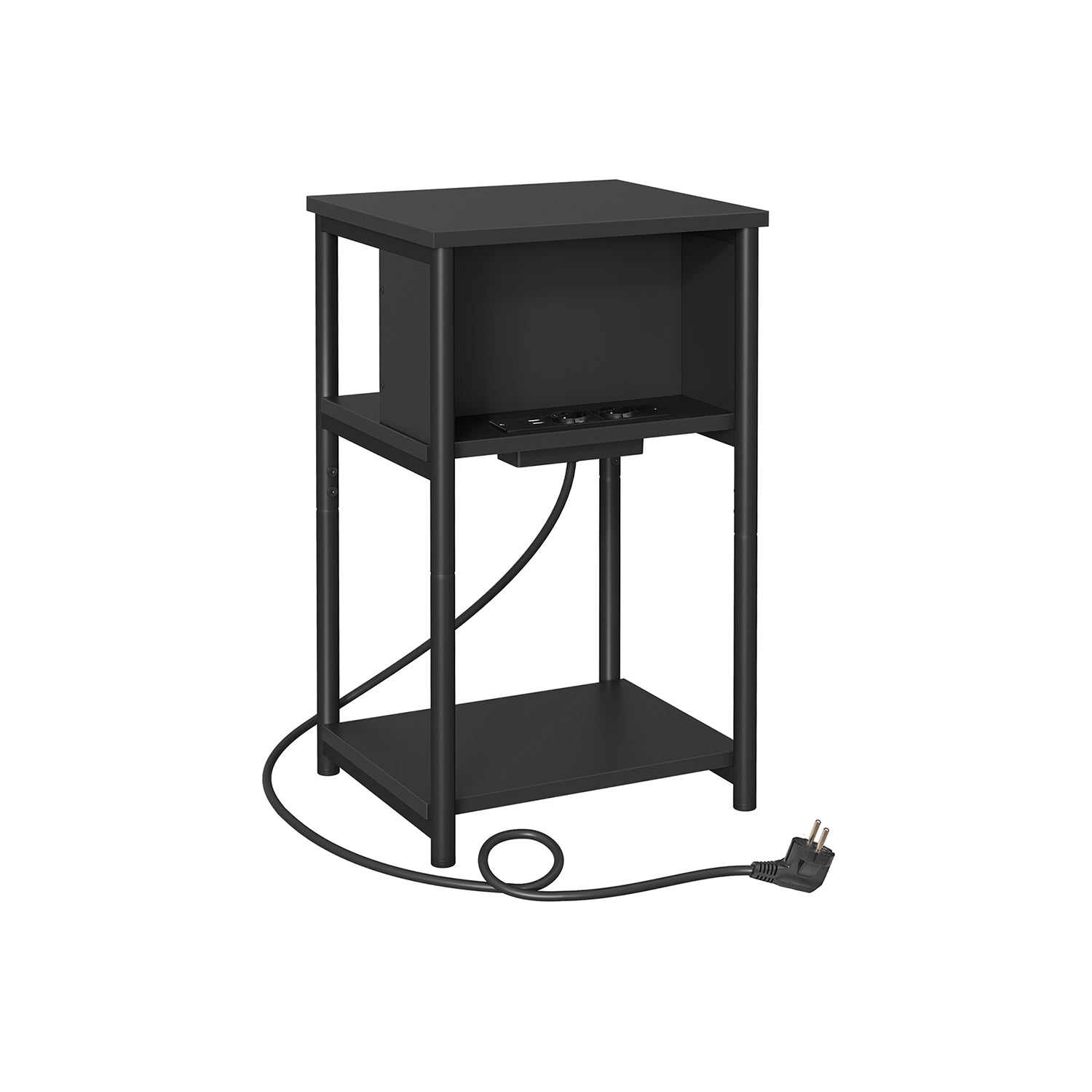 Beistelltisch mit 2 AC- und USB-Anschlüssen schwarz