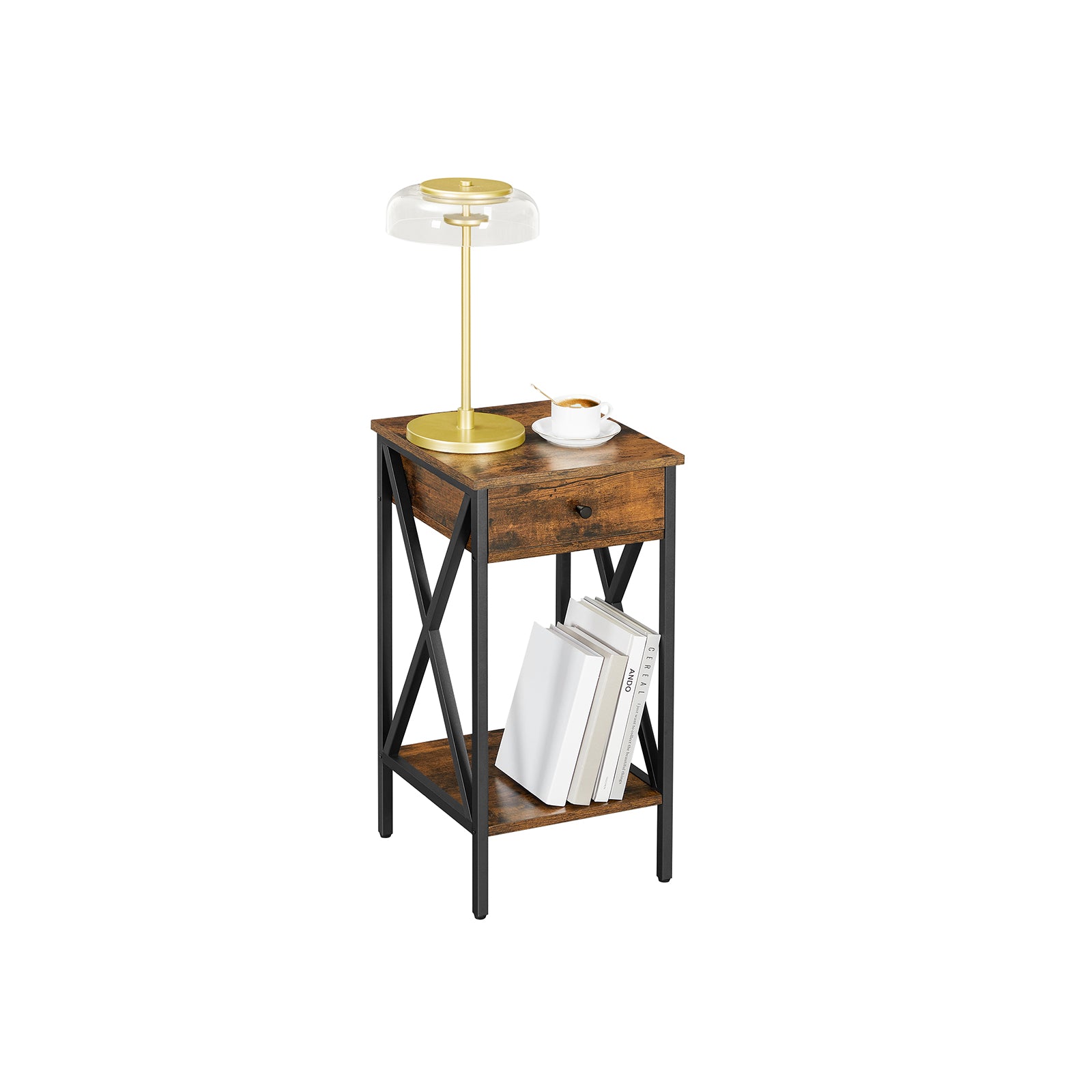 Nachttisch Beistelltisch vintagebraun-schwarz