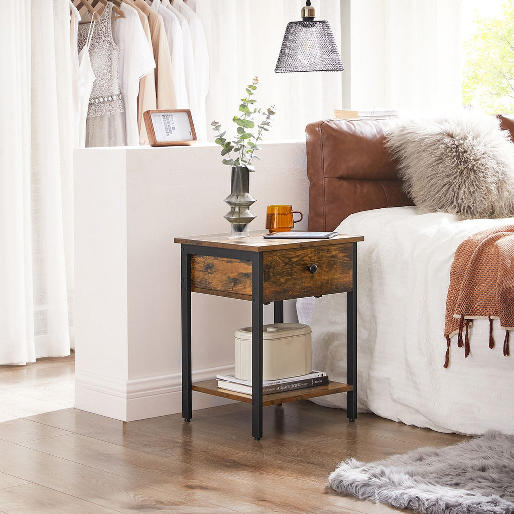 Beistelltisch mit Schublade Industrielook
