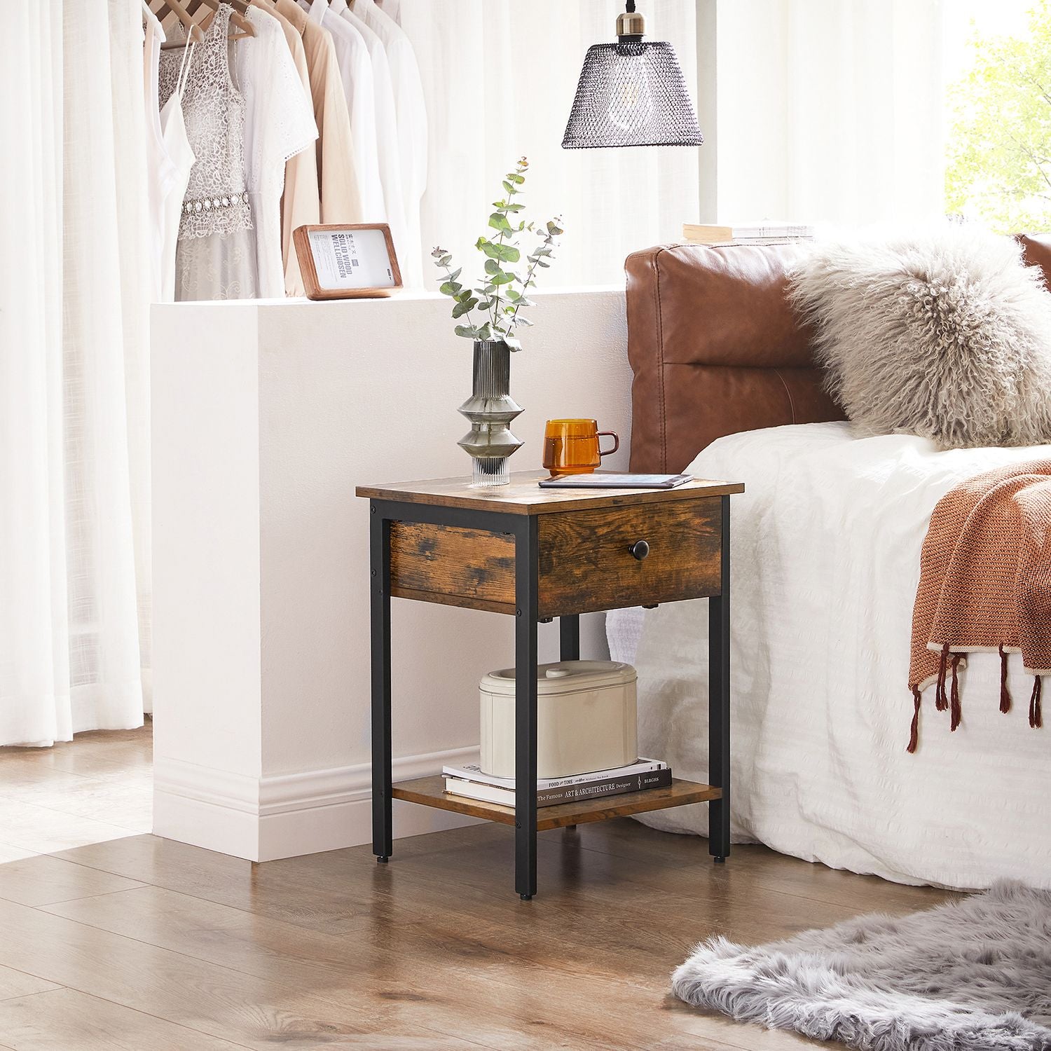 Beistelltisch mit Schublade Industrielook