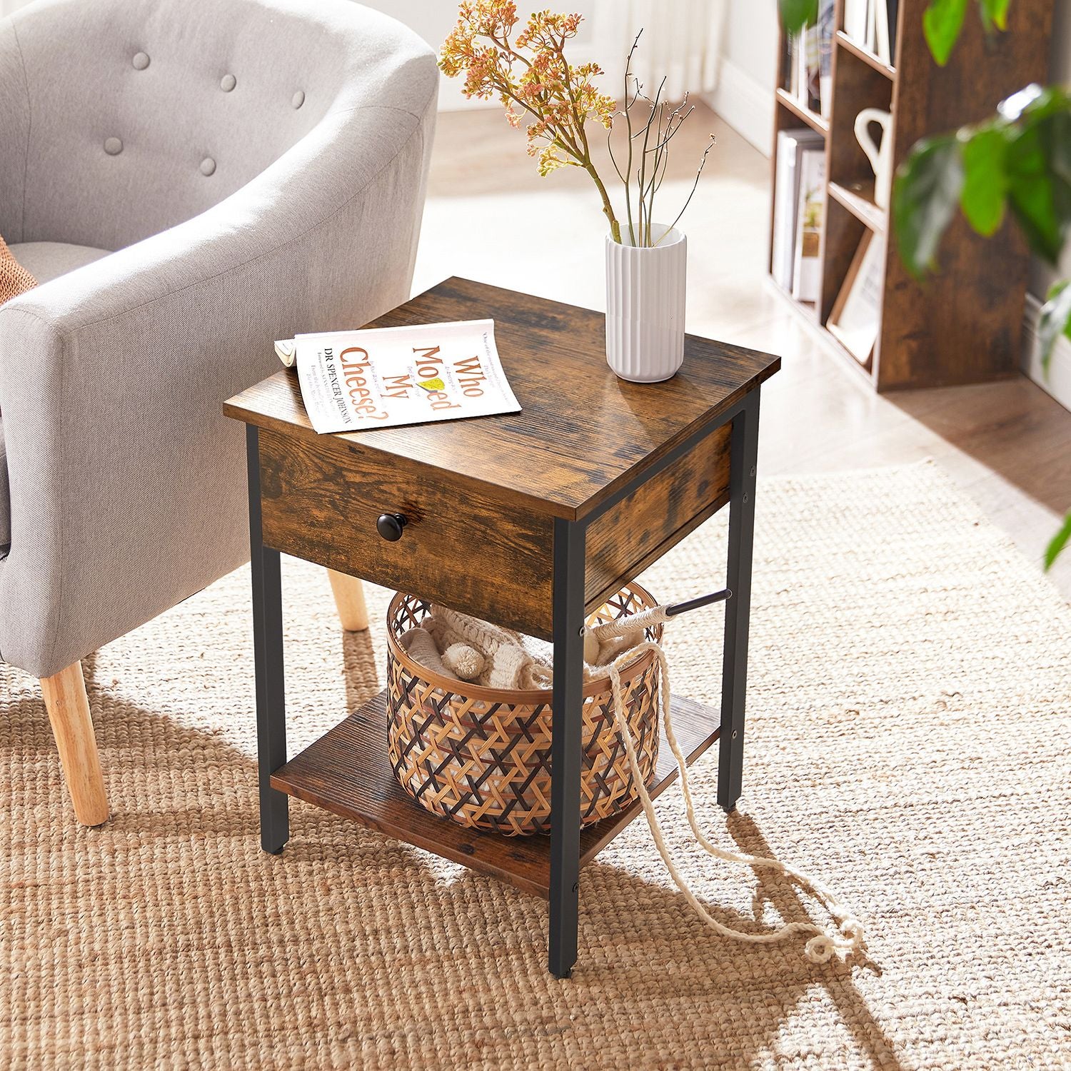 Beistelltisch mit Schublade Industrielook
