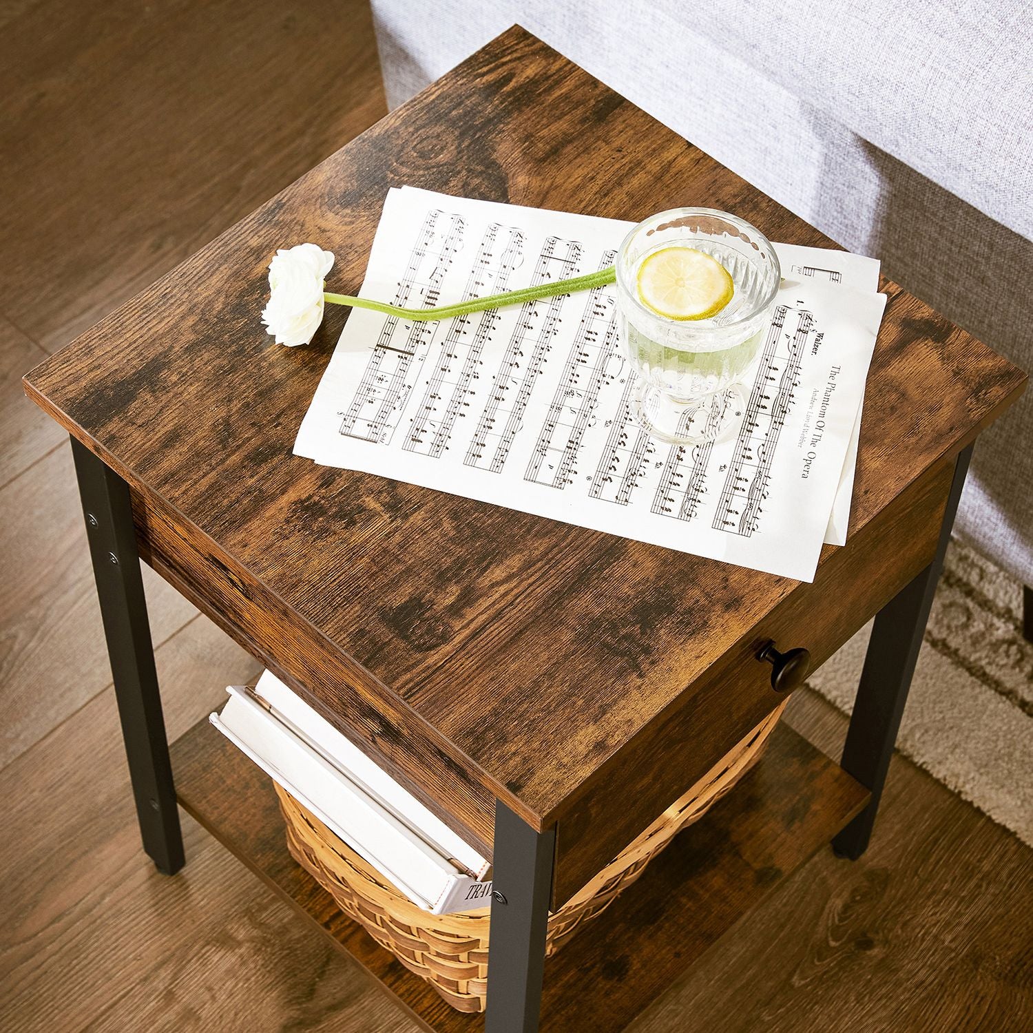 Beistelltisch mit Schublade Industrielook