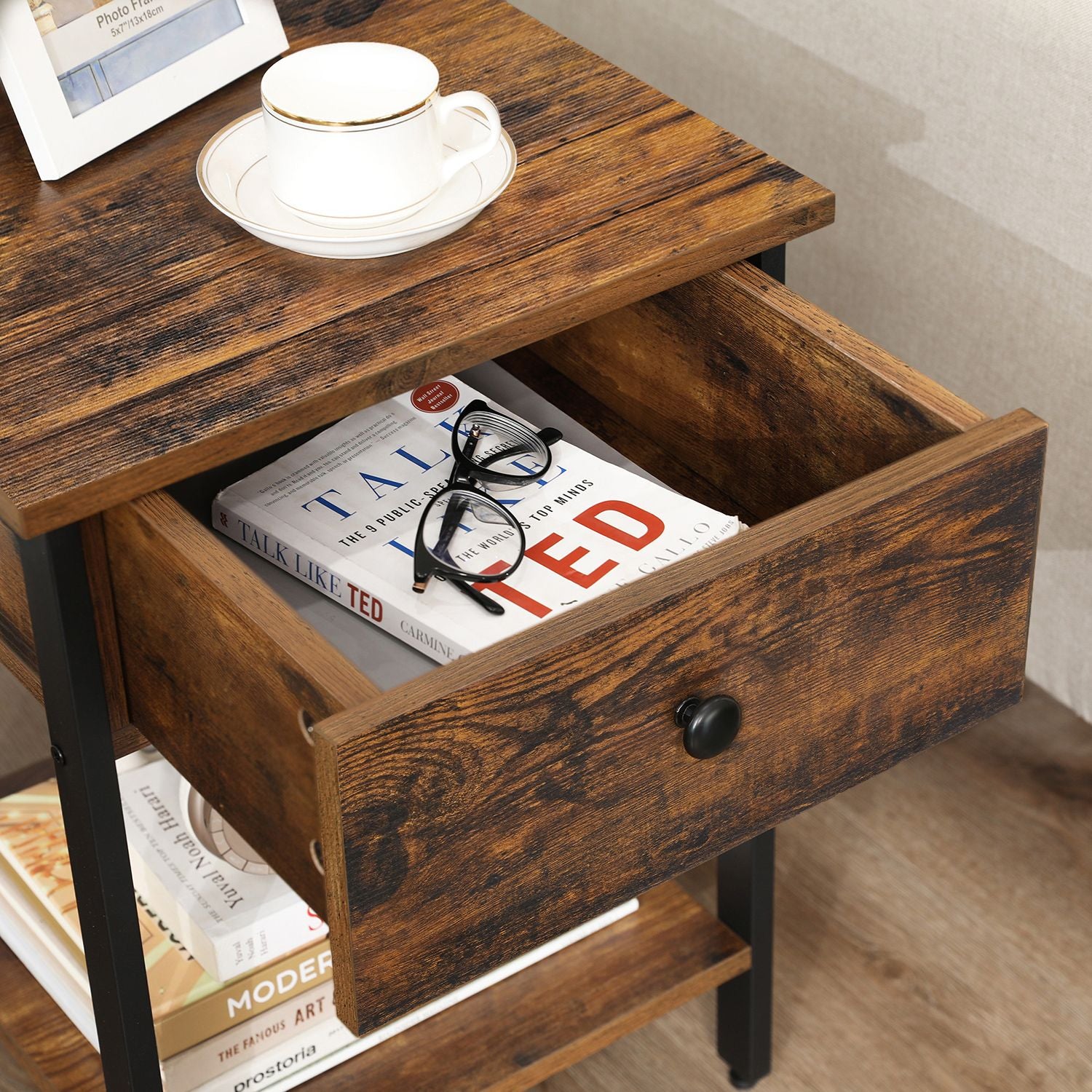 Beistelltisch mit Schublade Industrielook