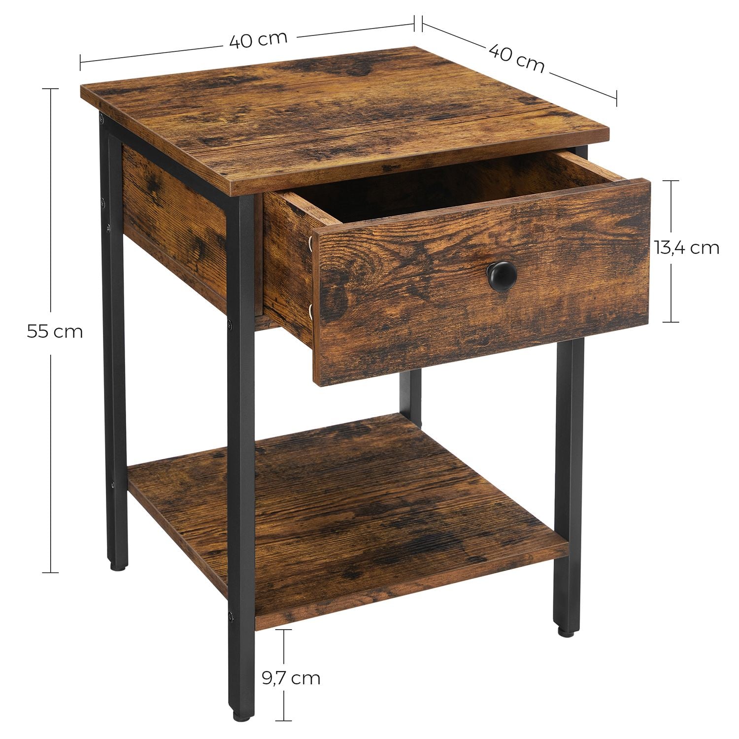 Beistelltisch mit Schublade Industrielook