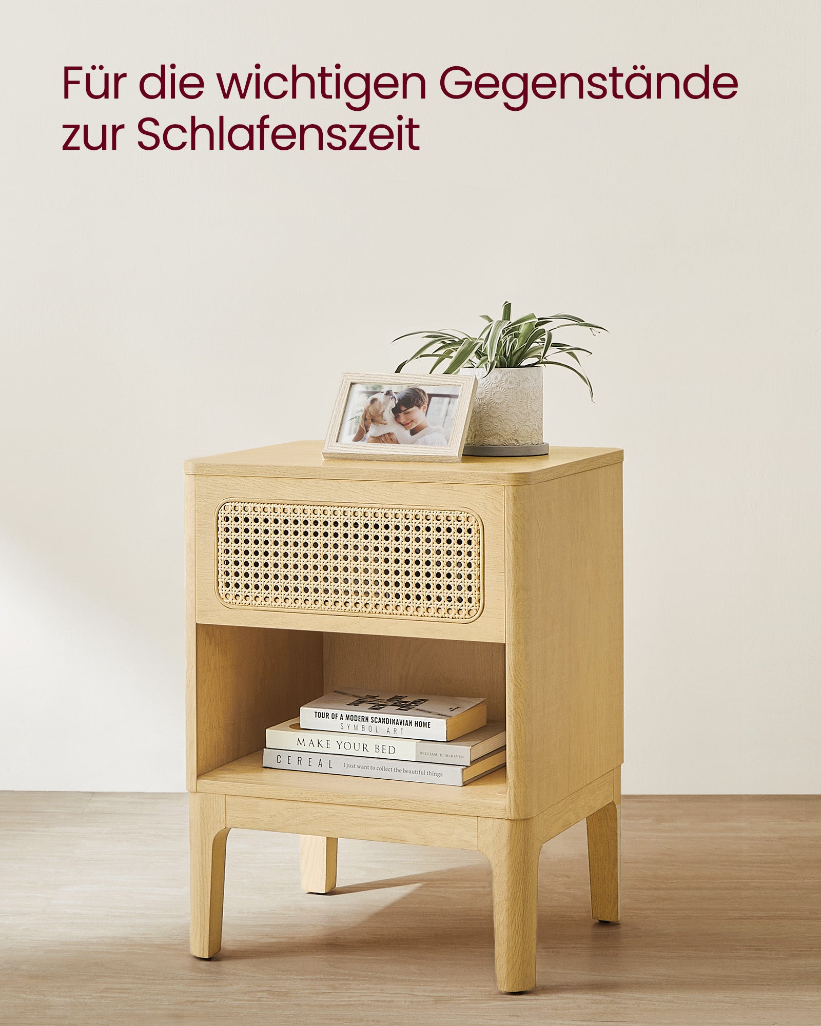Nachttisch mit Schublade und offenem Fach modern