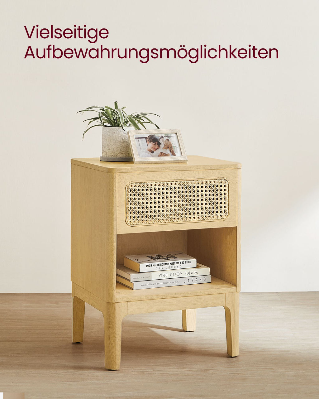 Nachttisch mit Schublade und offenem Fach modern