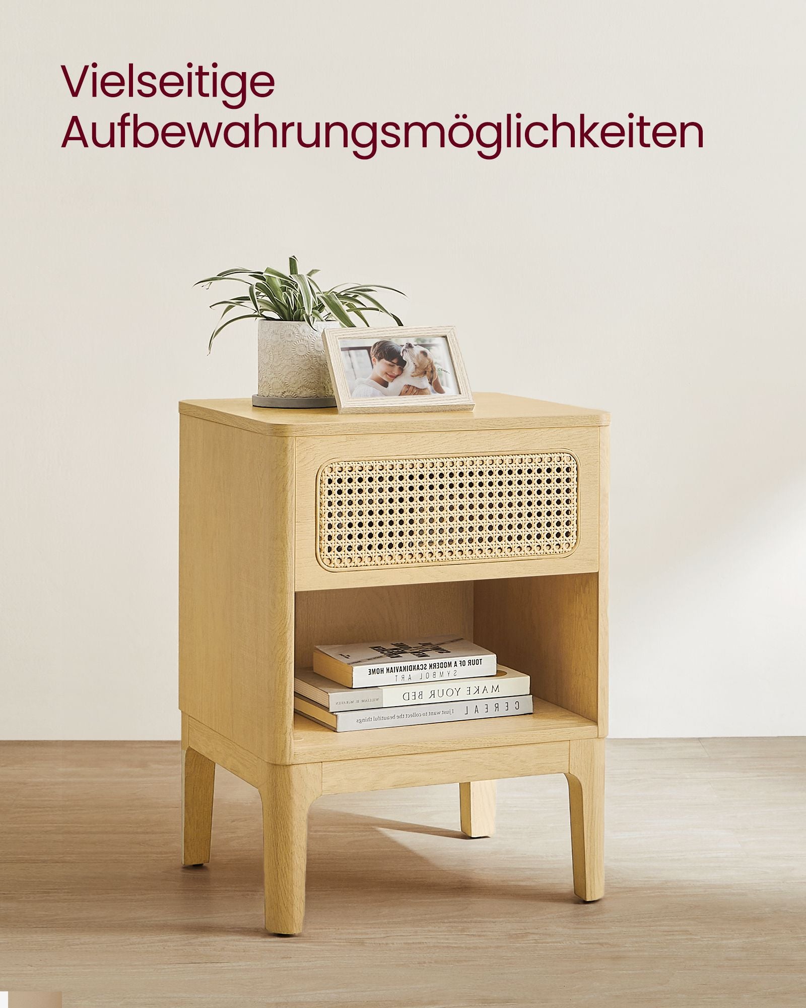 Nachttisch mit Schublade und offenem Fach modern