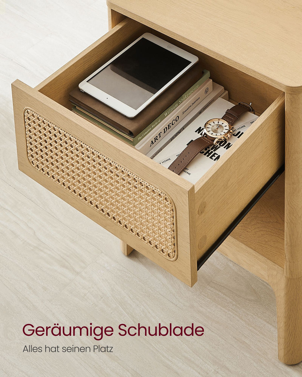 Nachttisch mit Schublade und offenem Fach modern