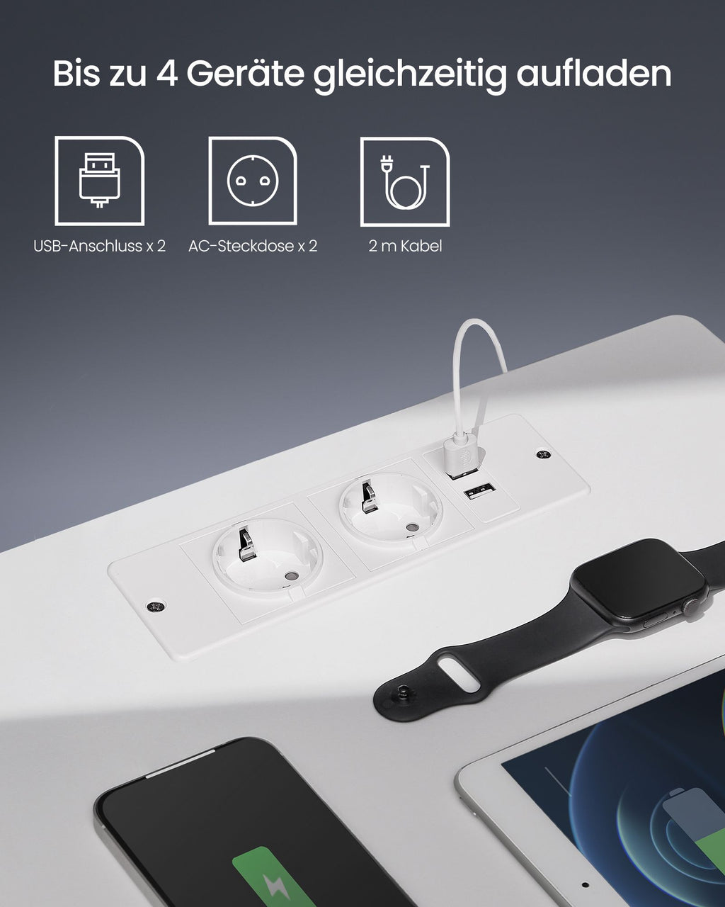 Nachttisch mit LED-Beleuchtung modern wolkenweiß