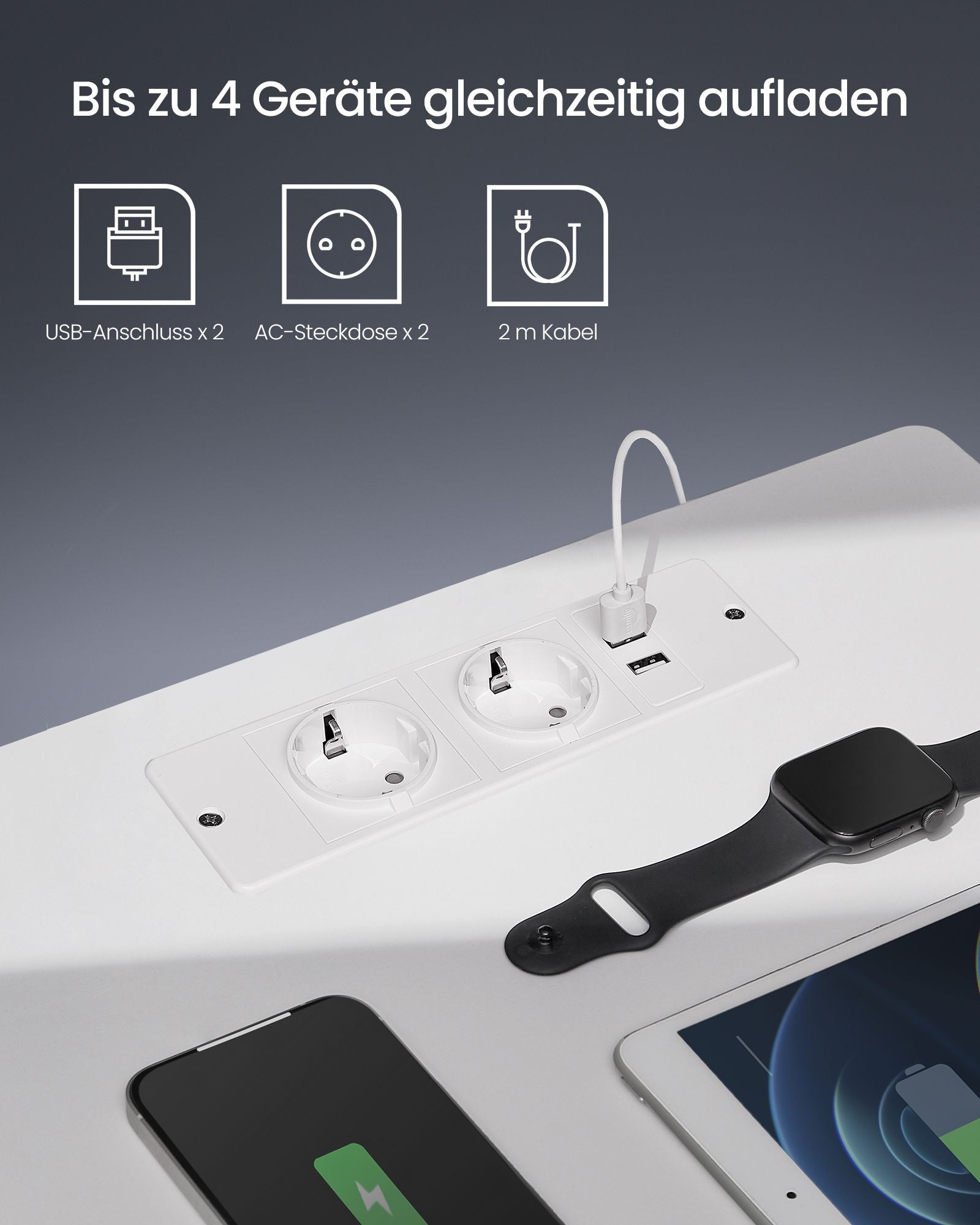 Nachttisch mit LED-Beleuchtung modern wolkenweiß