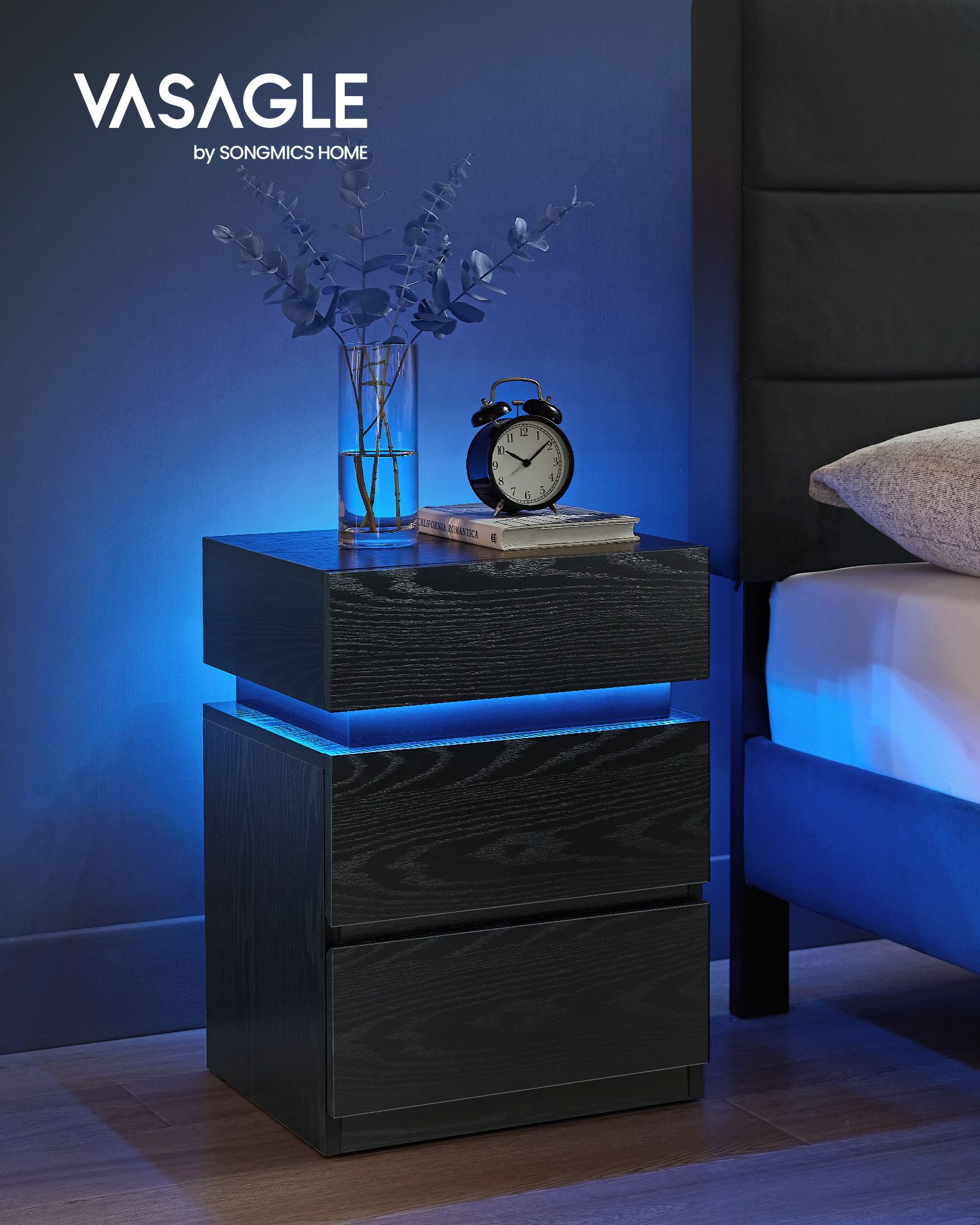 Nachttisch mit LED-Beleuchtung modern weiß