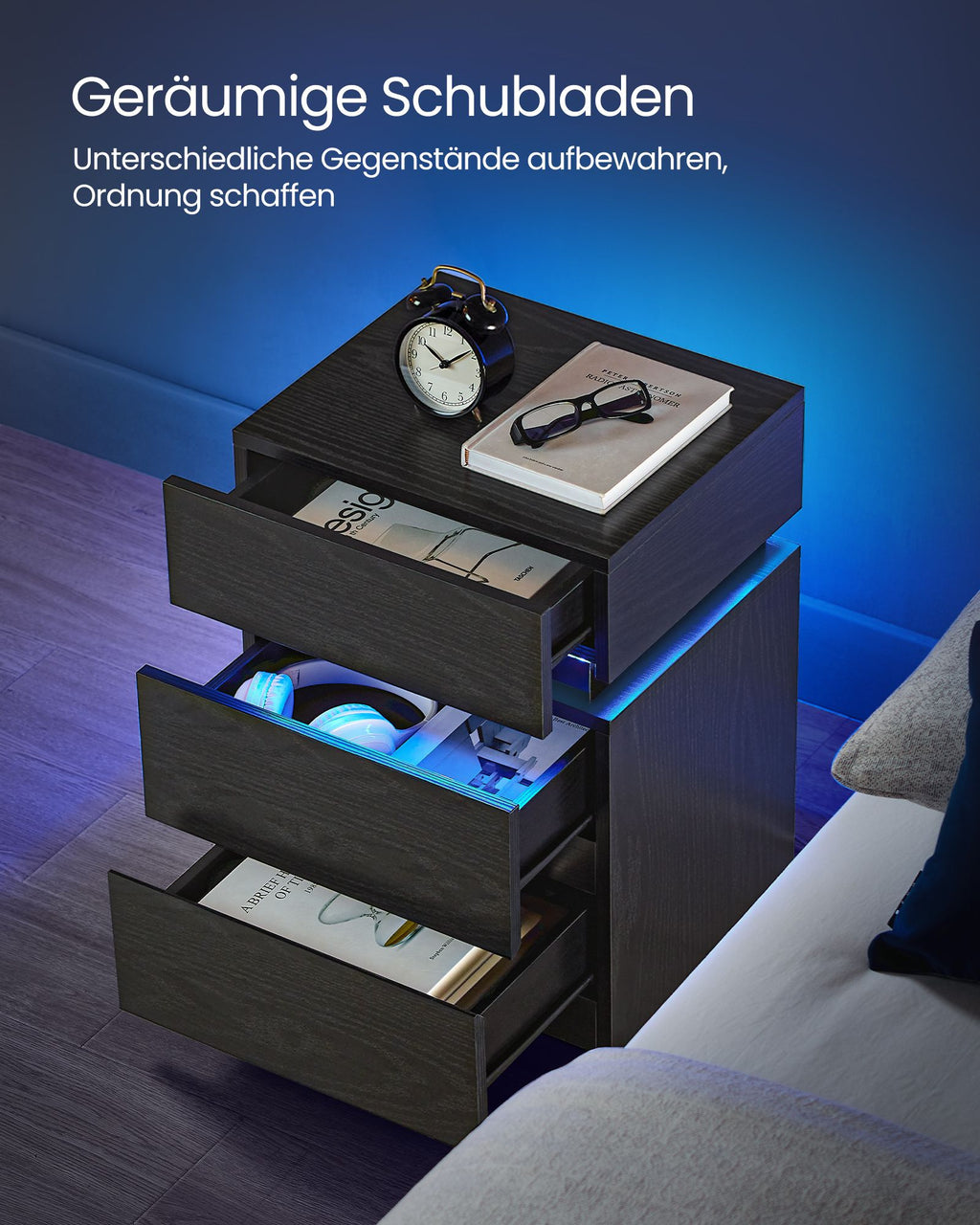 Nachttisch mit LED-Beleuchtung modern weiß
