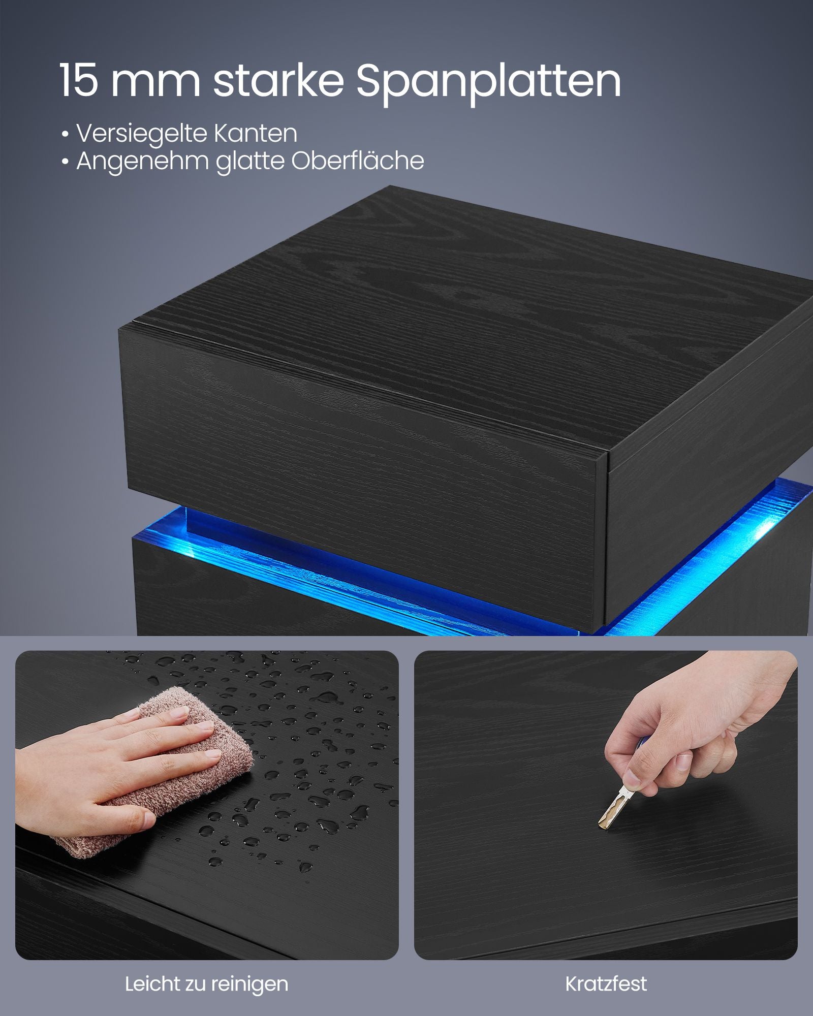 Nachttisch mit LED-Beleuchtung modern weiß