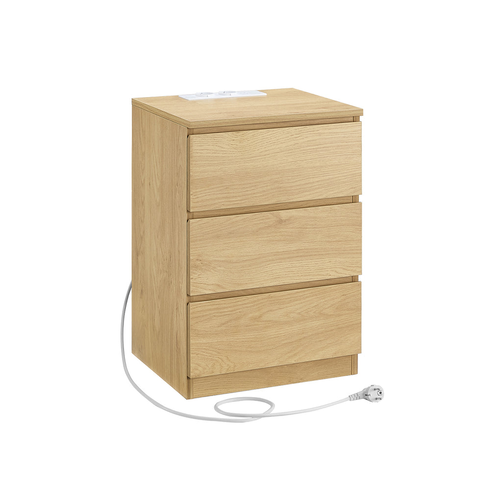 Nachttisch modern mit 3 Schubladen strohgelb