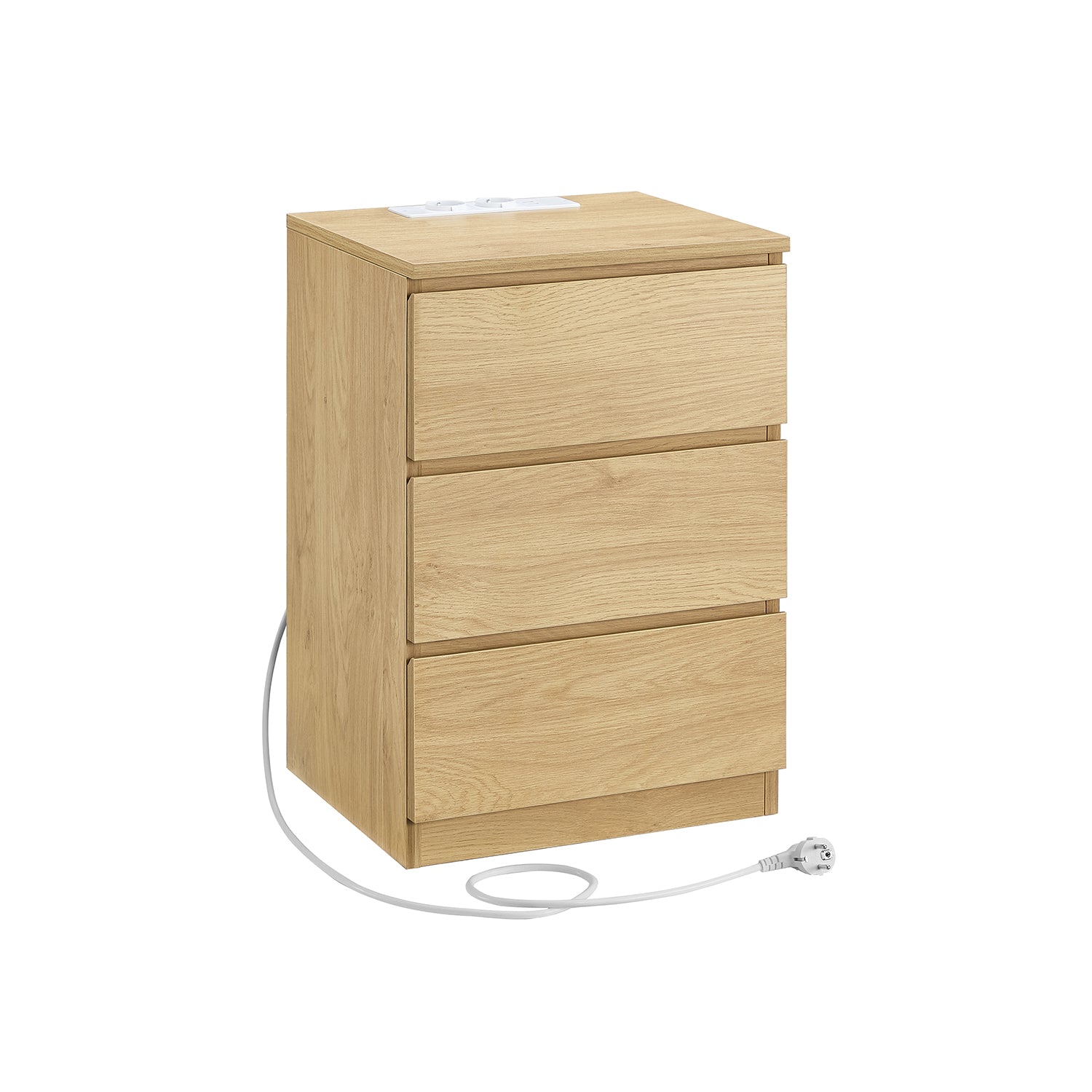 Nachttisch modern mit 3 Schubladen strohgelb