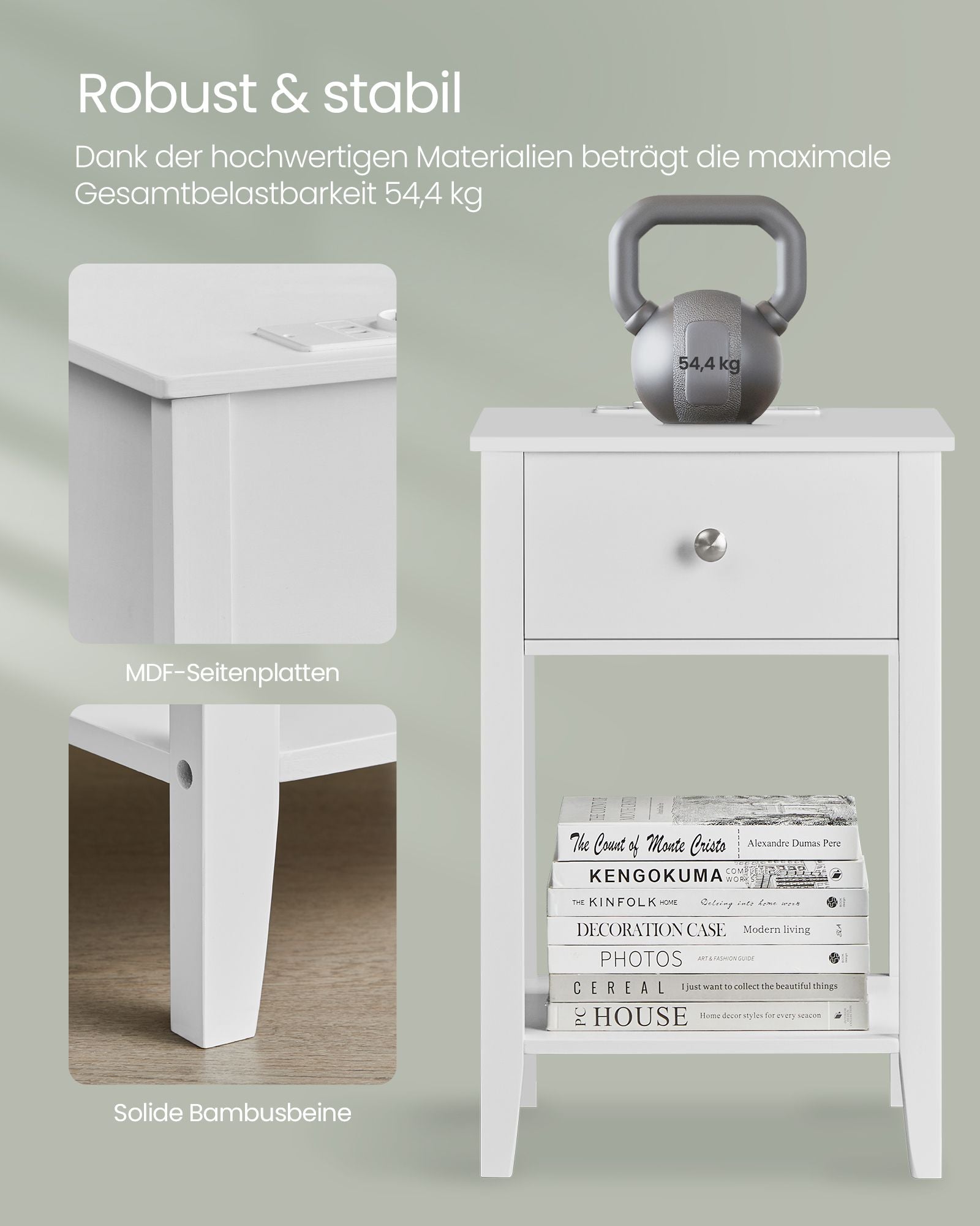 Nachttisch mit Ladefunktion und Schublade