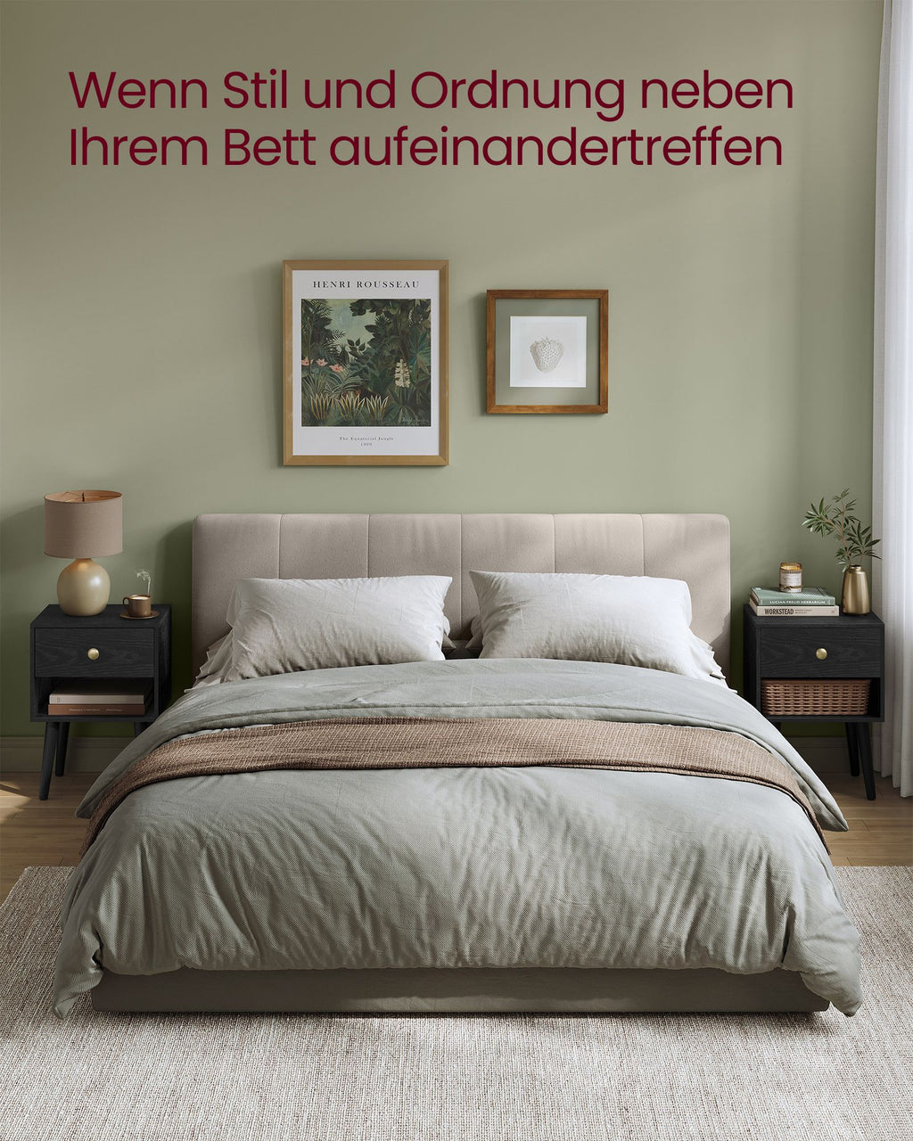 Nachttisch mit Schublade und offener Ablage ebenholzschwarz