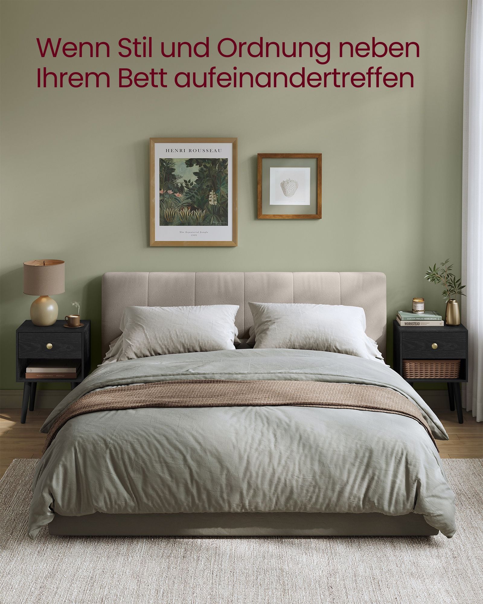 Nachttisch mit Schublade und offener Ablage ebenholzschwarz
