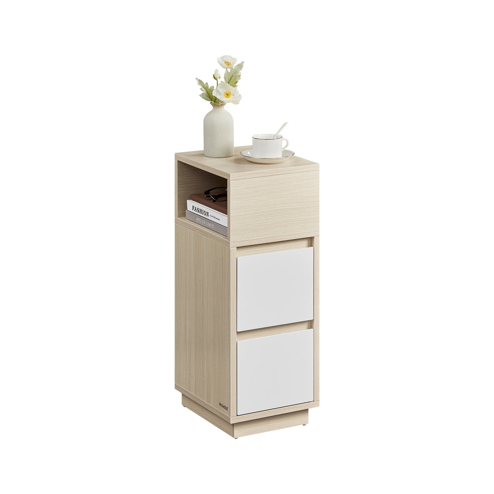 KAILYN Kollektion - Nachttisch 2 Schubladen offenes Fach naturbeige-wolkenweiß