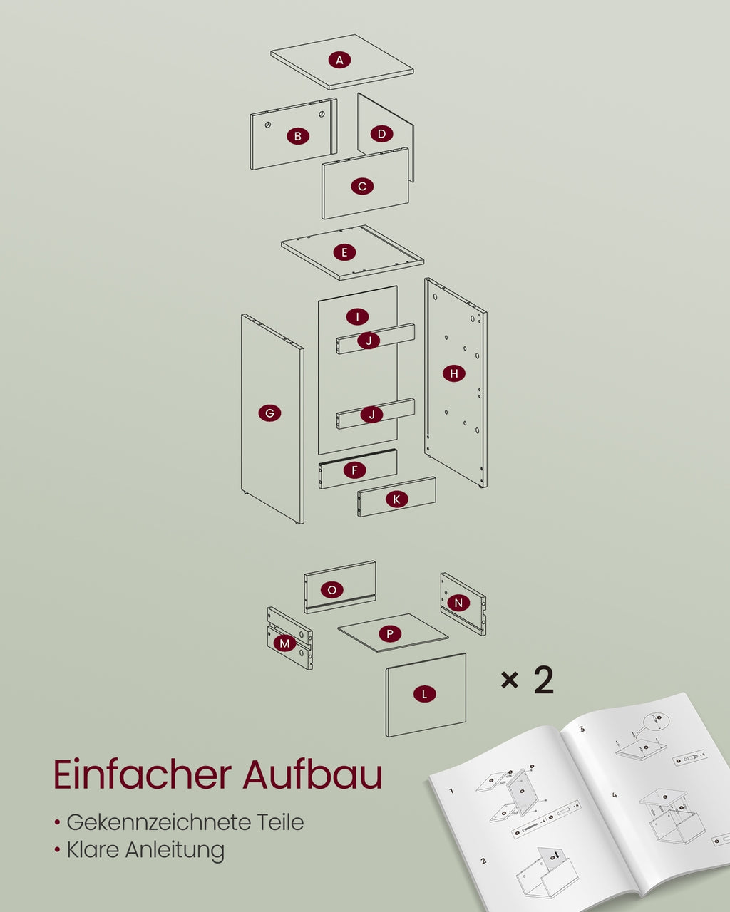 KAILYN Kollektion - Nachttisch 2 Schubladen offenes Fach wolkenweiß