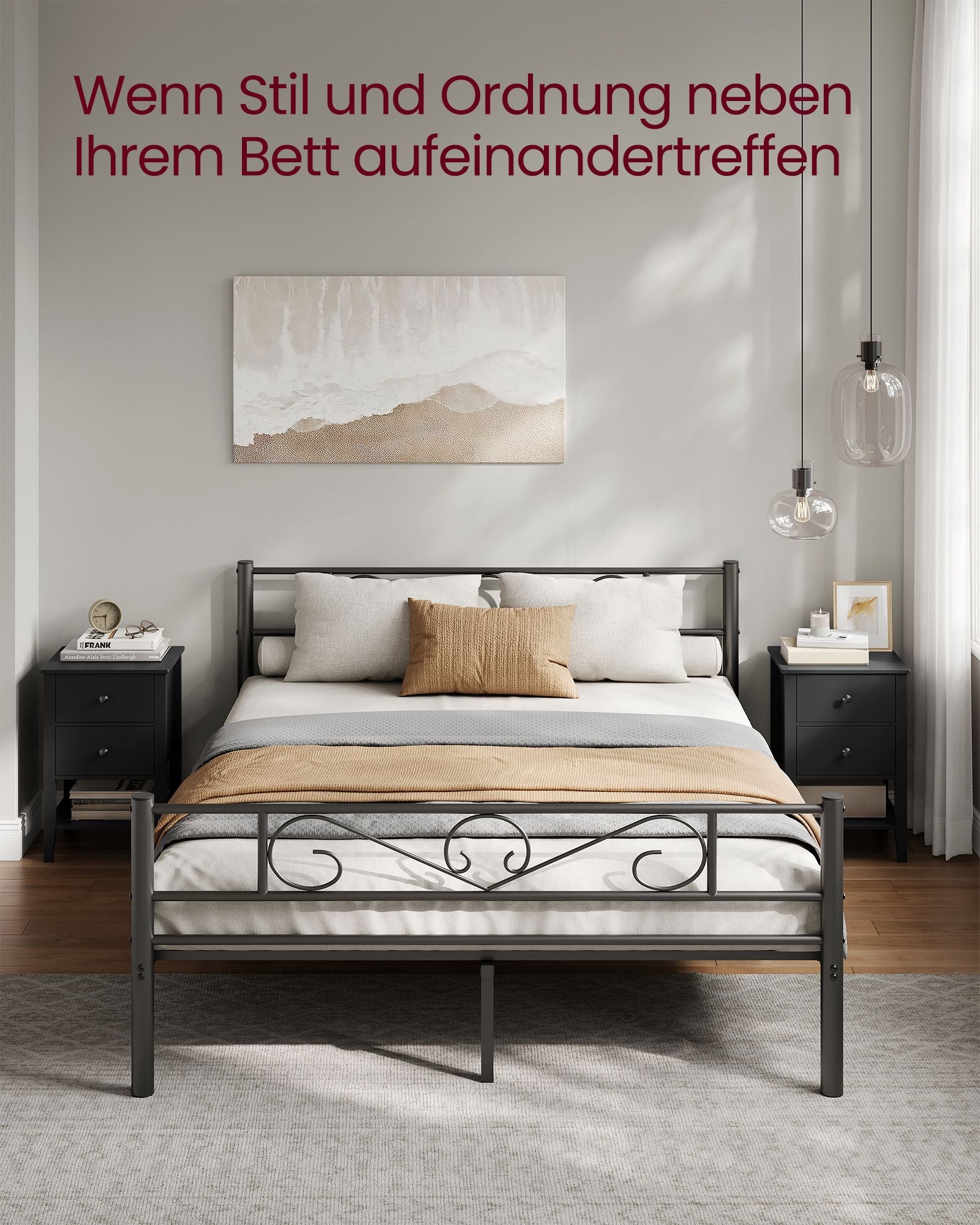 Nachttisch 2er Set mit 2 Schubladen tintenschwarz