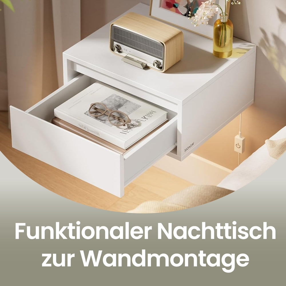 Nachttisch hängend 2er Set mit Leuchten wolkenweiß
