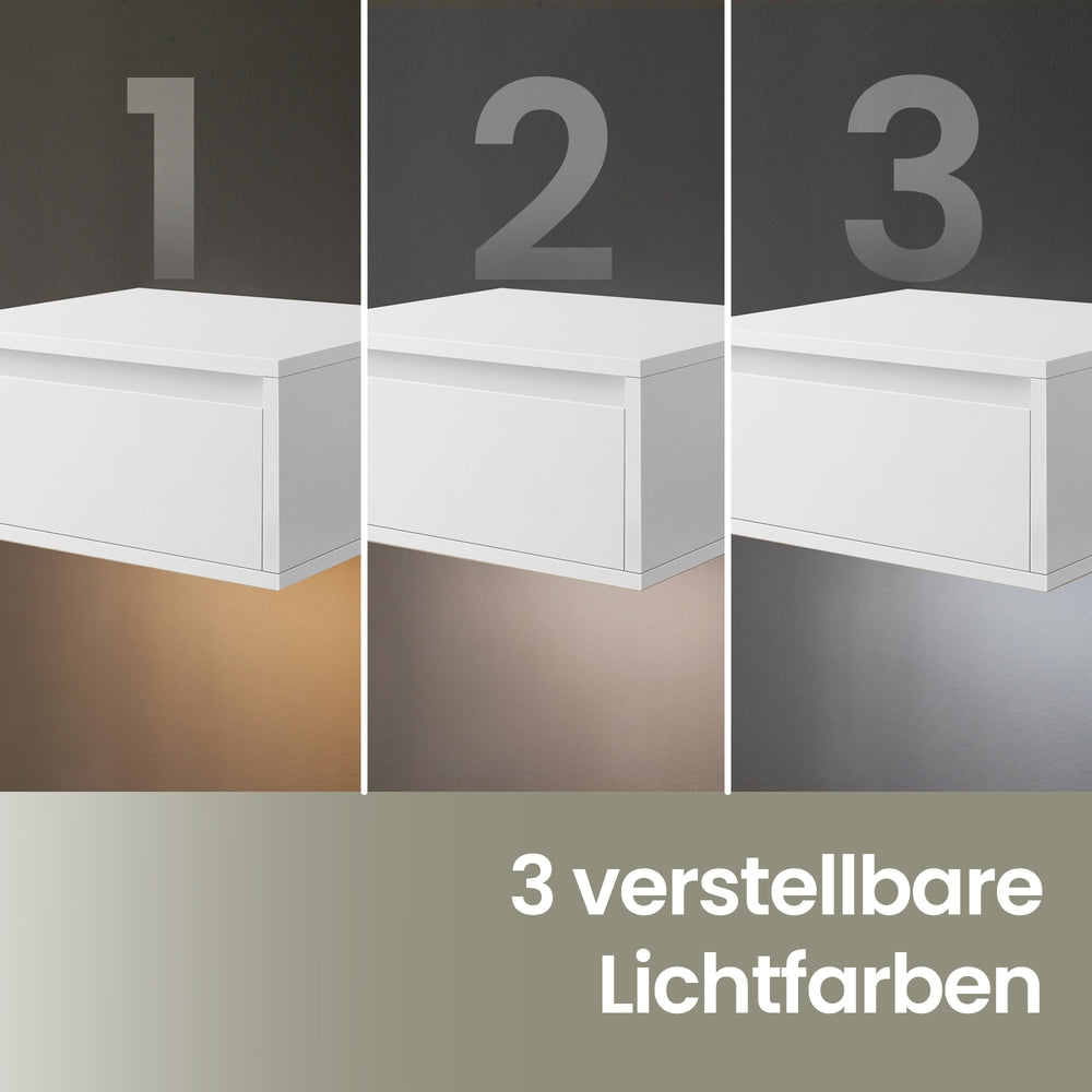Nachttisch hängend 2er Set mit Leuchten wolkenweiß