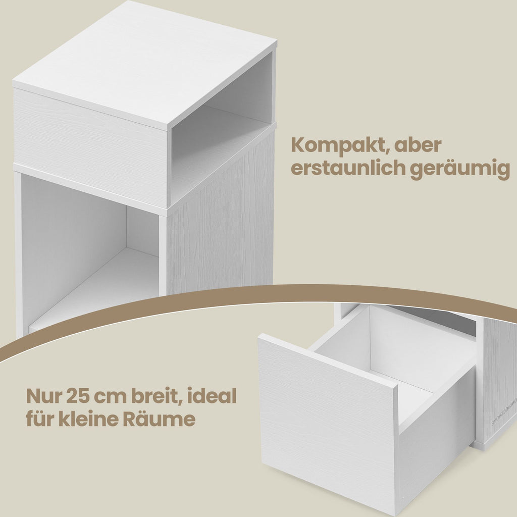 Nachttisch 2er Set, Snapsemble – superschnelle Montage, Nachtschrank schmal