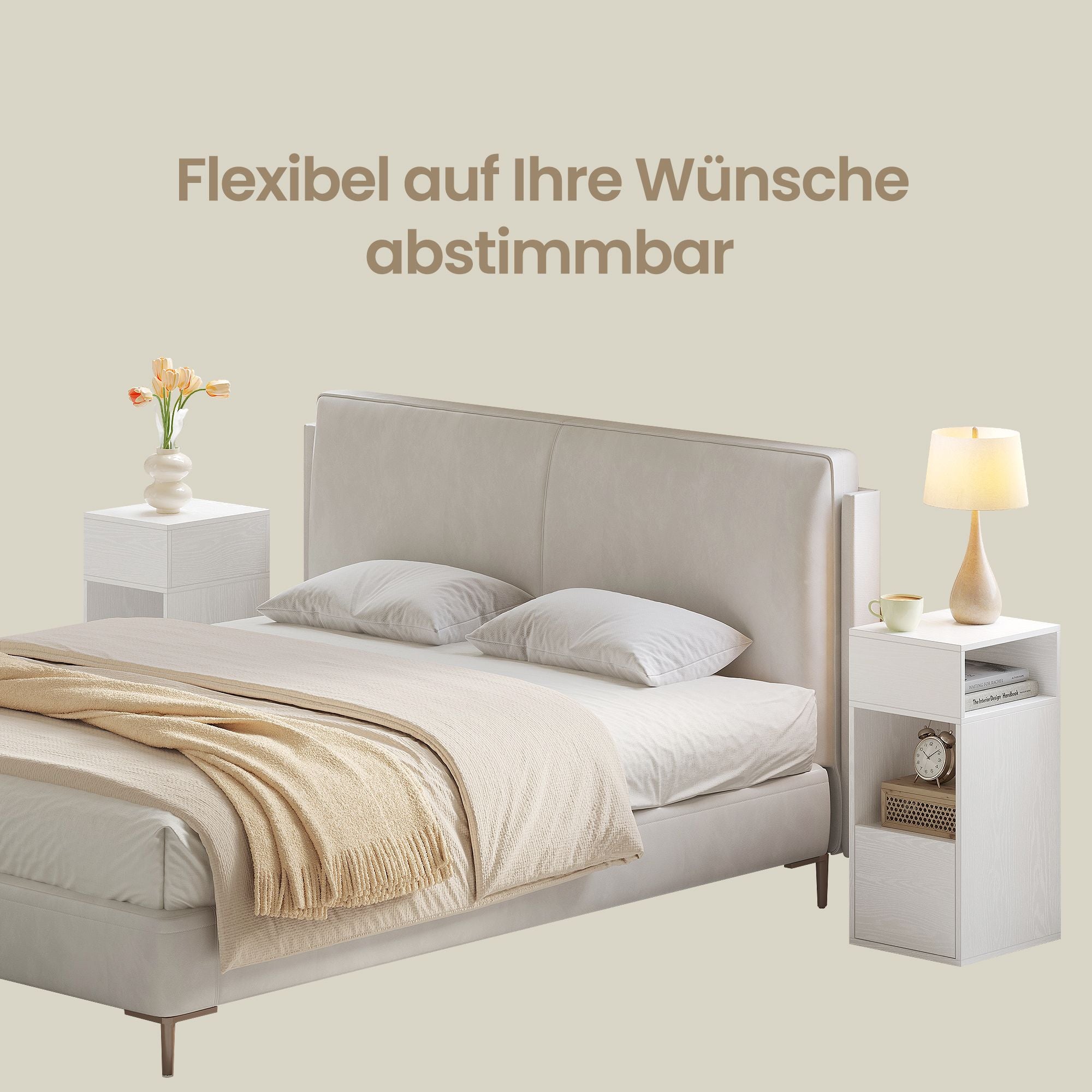 Nachttisch 2er Set, Snapsemble – superschnelle Montage, Nachtschrank schmal