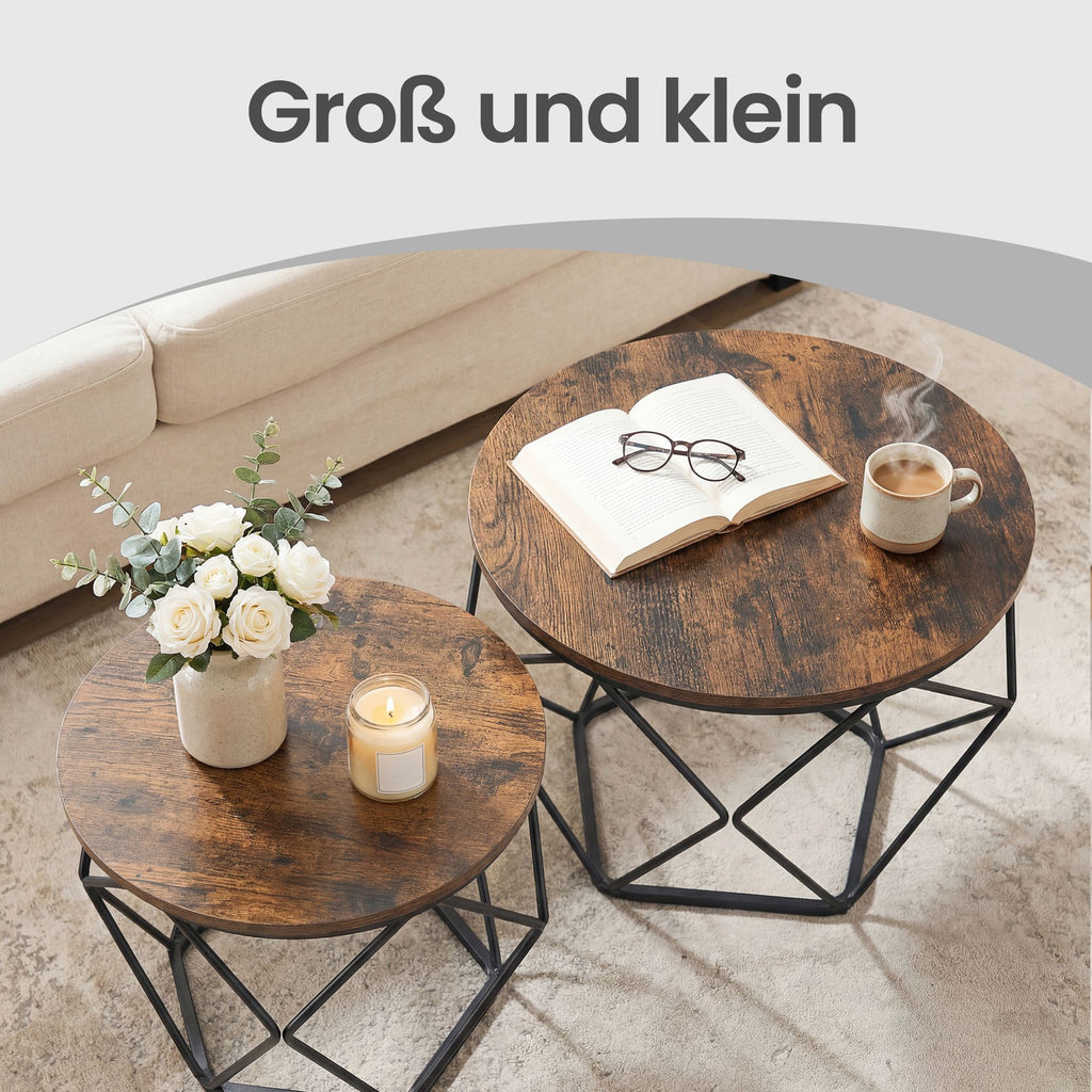 2er Set Couchtische vintagebraun-schwarz